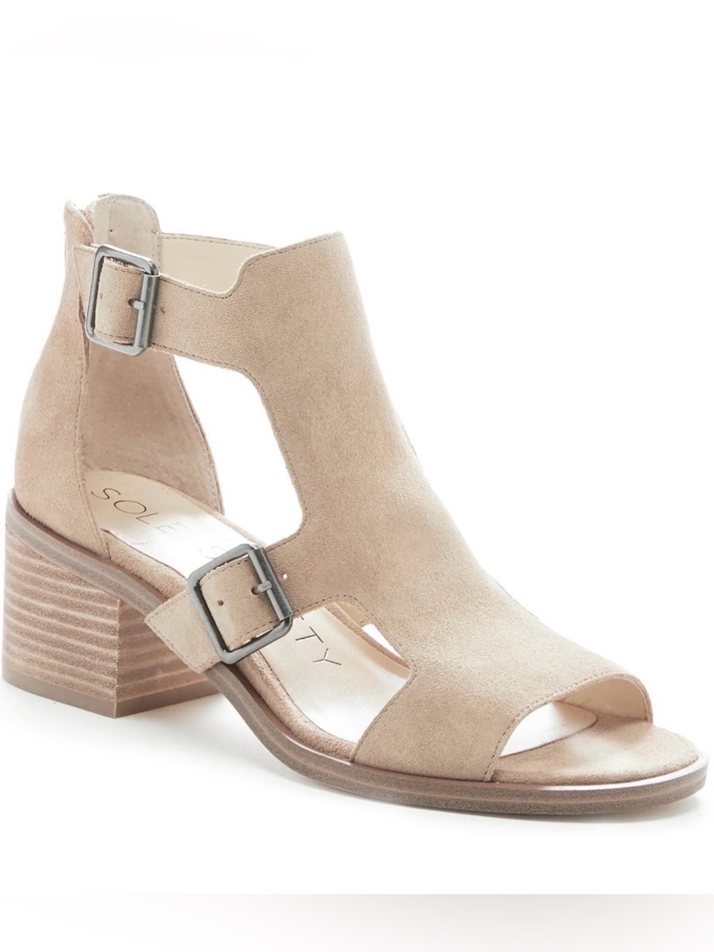 Sole Society Tonni Sandals. Cow Split Suede. Sandy Beach Color. Sz 9.5.